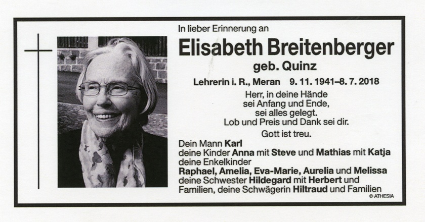Medien: Elisabeth Breitenberger geb. Quinz