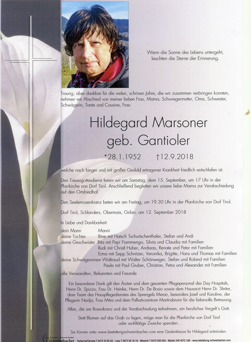 Parte: Hildegard Marsoner geb. Gantioler 