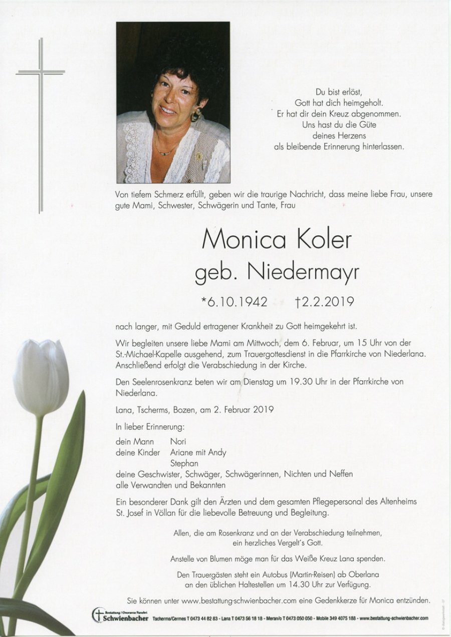 Parte: Monica Koler geb. Niedermayr