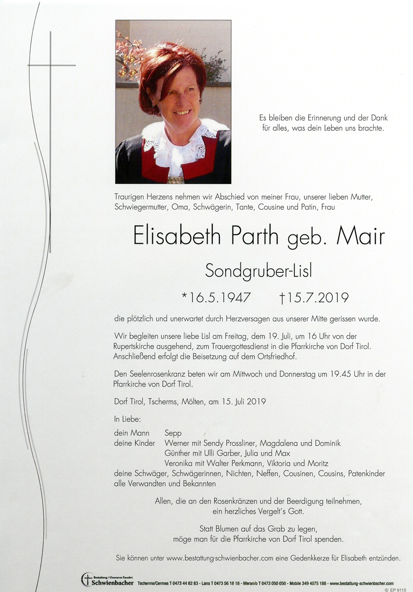 Parte: Elisabeth Parth geb. Mair 
