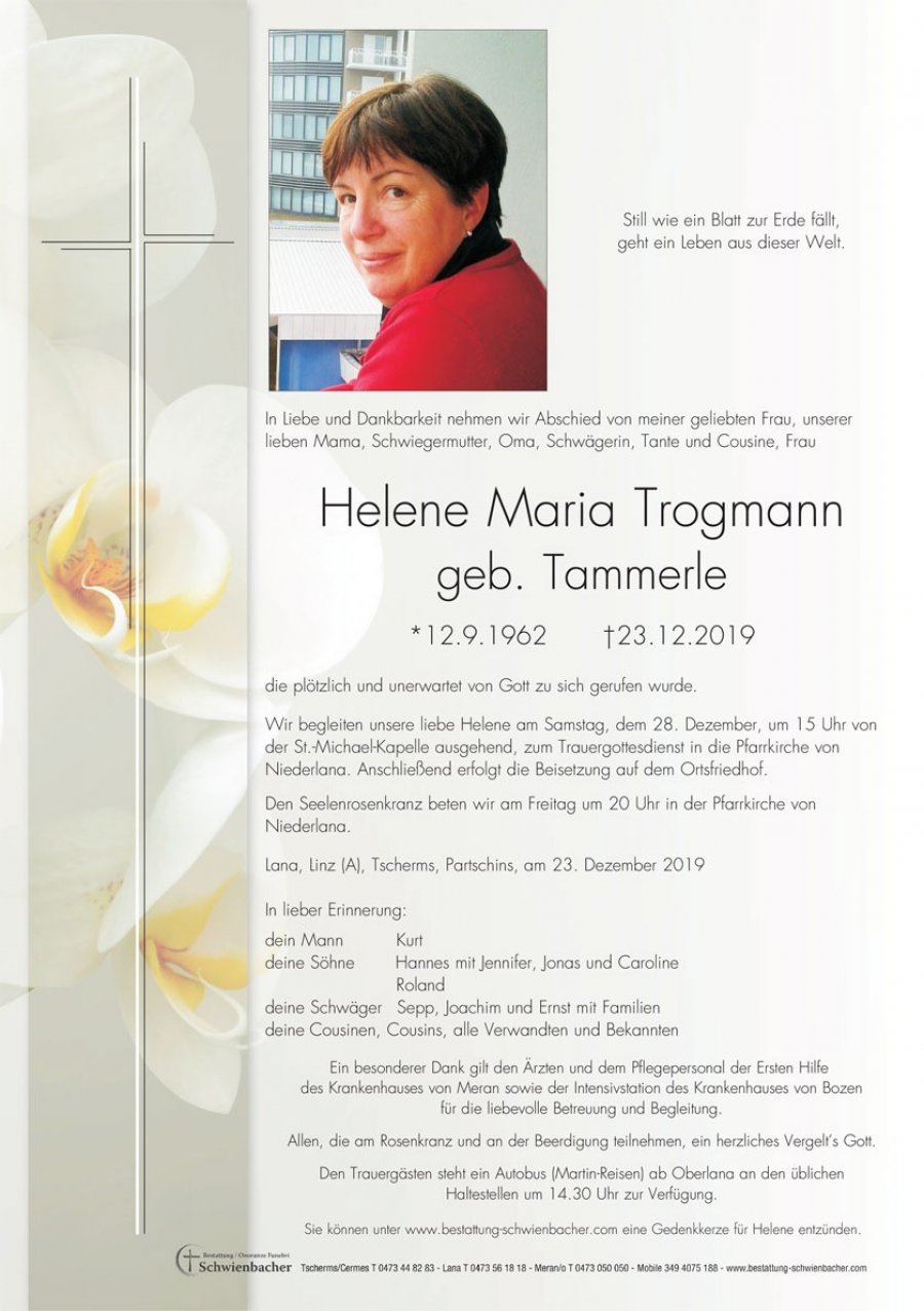 Parte: Helene Maria Trogmann geb. Tammerle