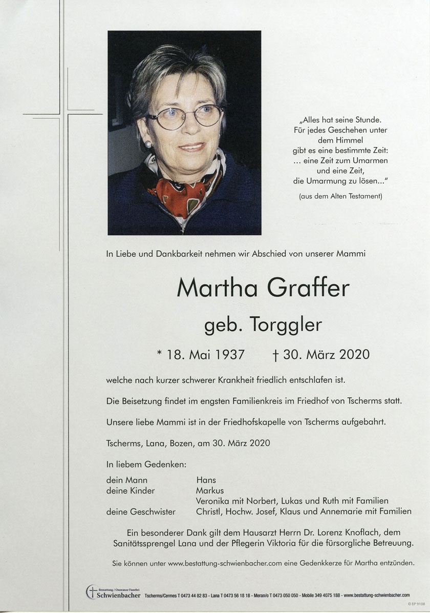 Parte: Marta Graffer geb. Torggler 