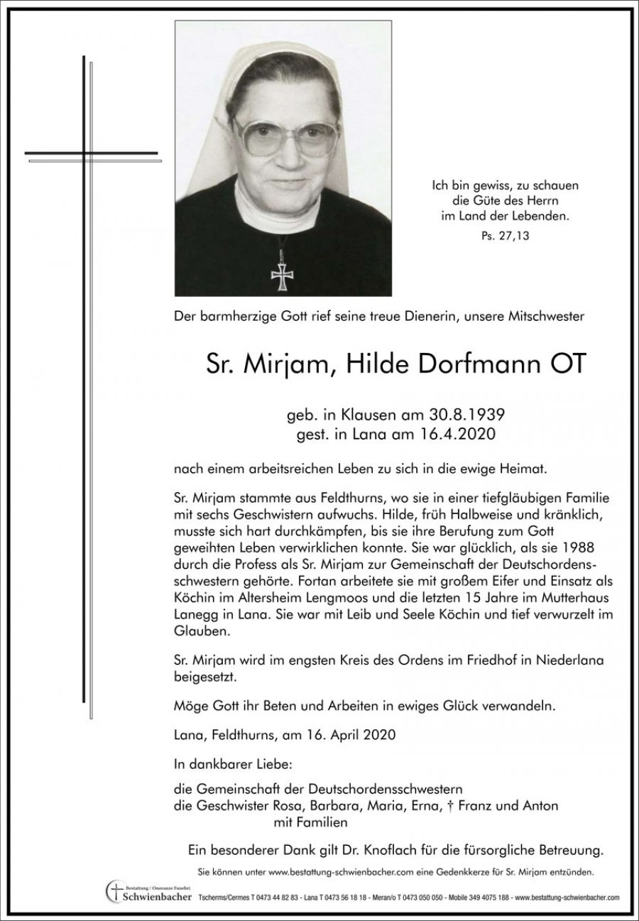 Parte: Sr. Mirjam, Hilde Dorfmann OT