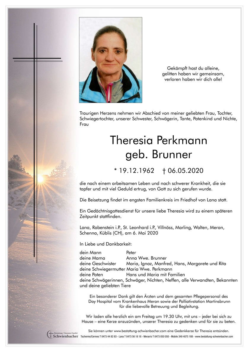 Parte: Theresia Perkmann geb. Brunner 
