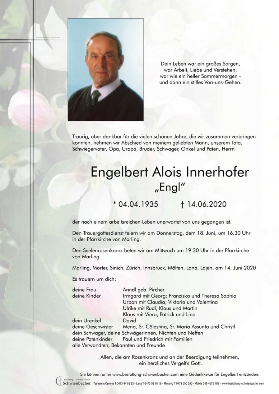 Parte: Engelbert Alois Innerhofer