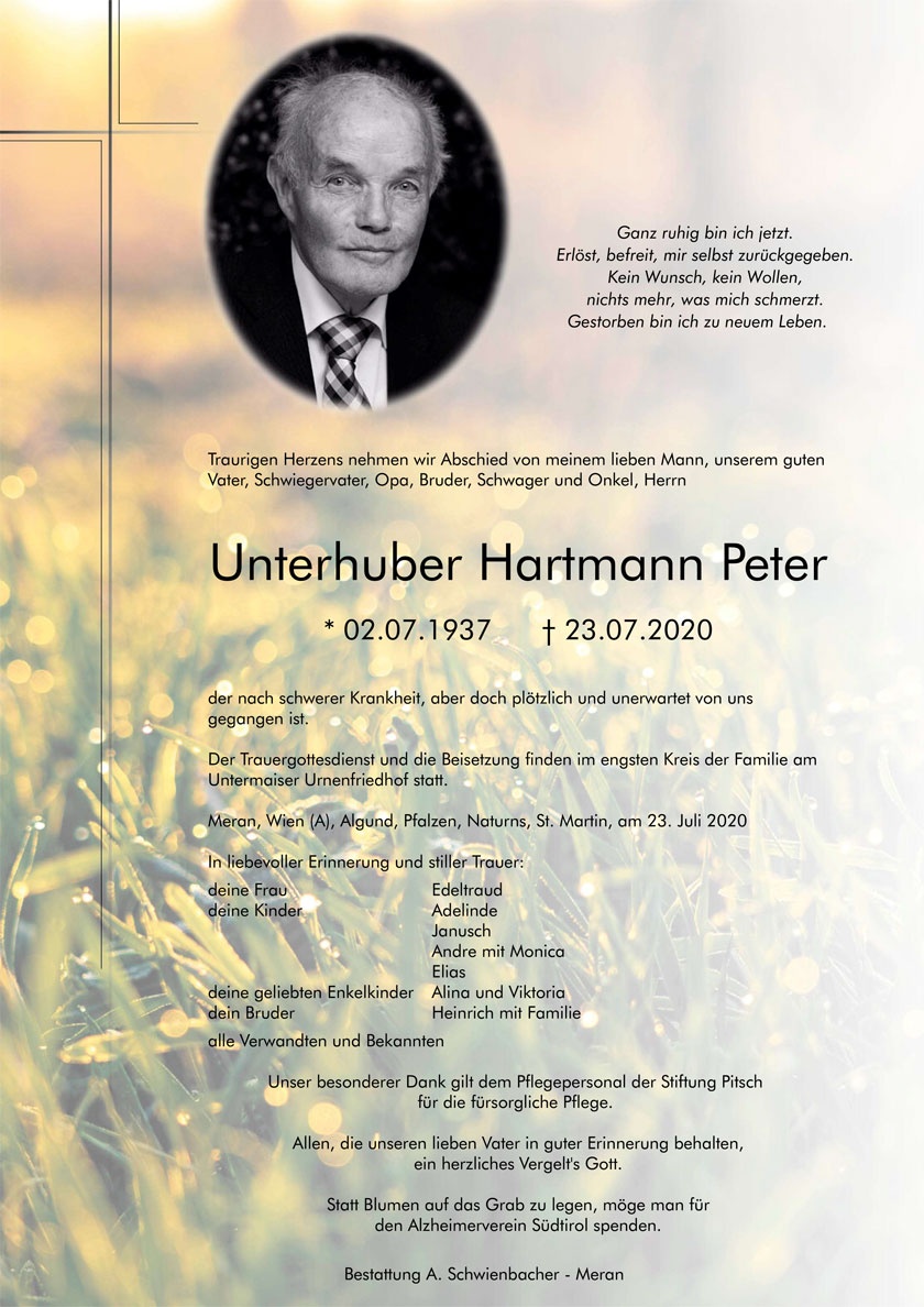 Parte: Hartmann Peter Unterhuber 