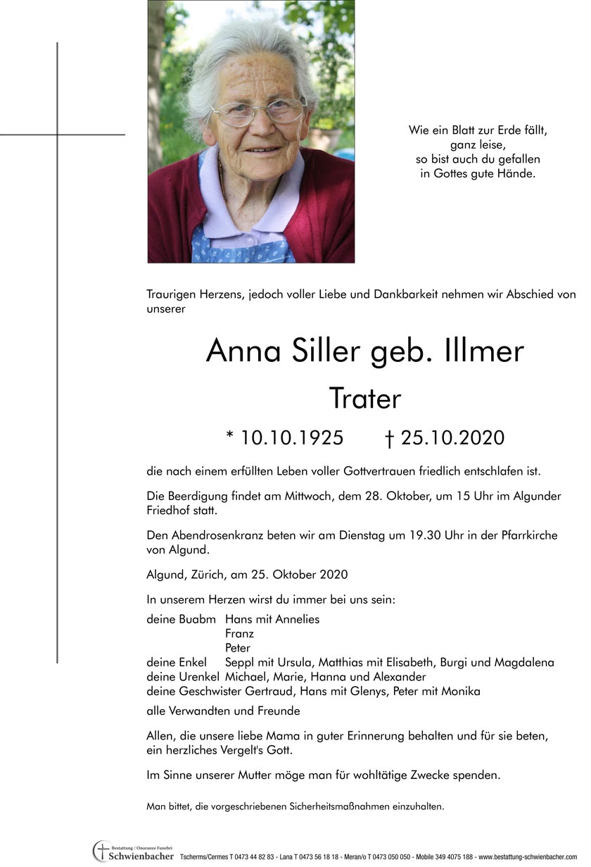 Parte: Anna Siller geb. Illmer 