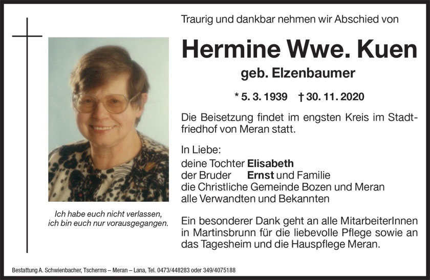 Medien: Hermine Wwe. Kuen geb. Elzenbaumer