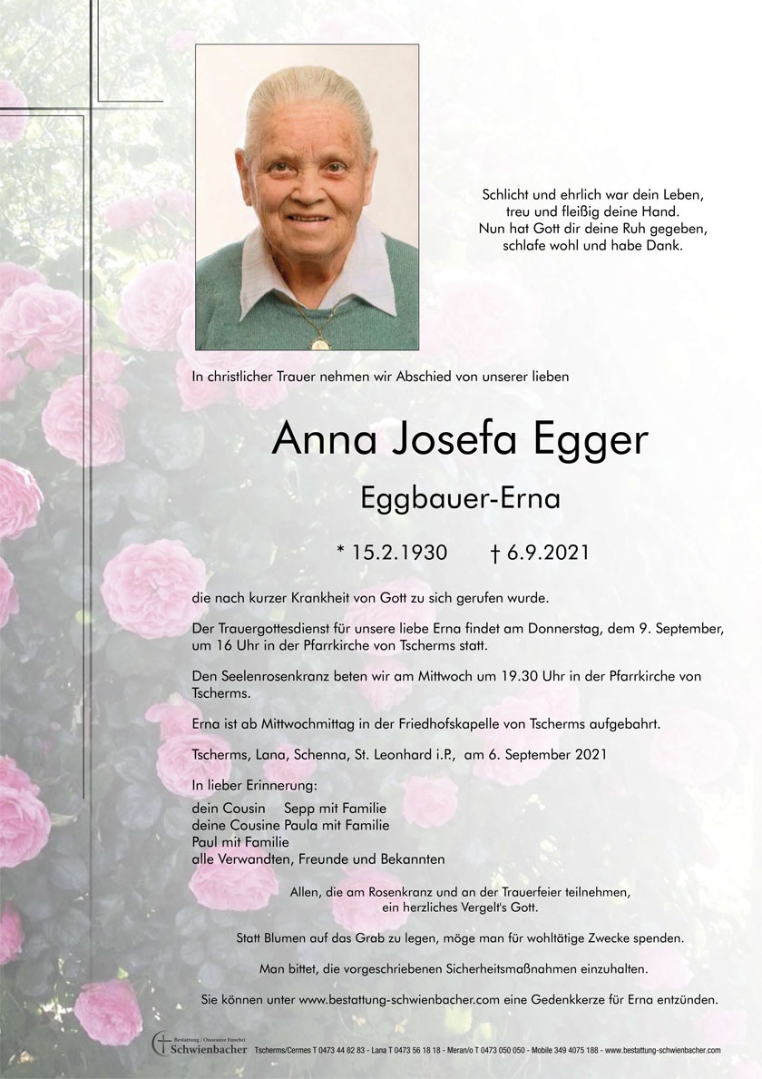Parte: Anna Josefa Egger 