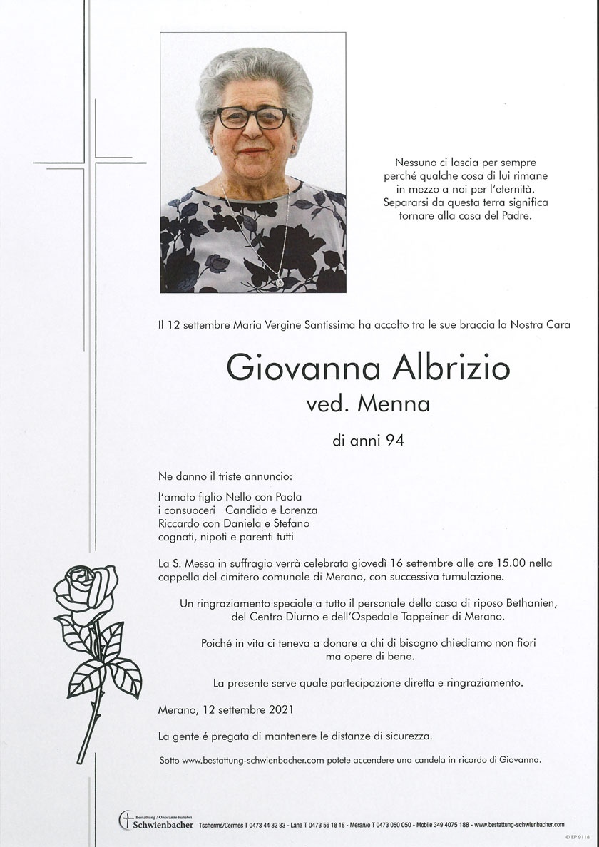 Parte: Giovanna Albrizio ved. Menna 