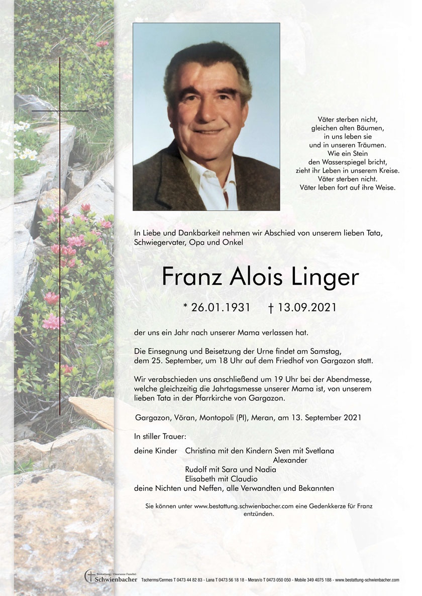 Parte: Franz Alois Linger 