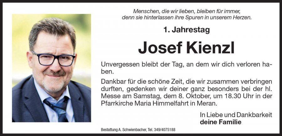 Jahrtag: Josef Kienzl