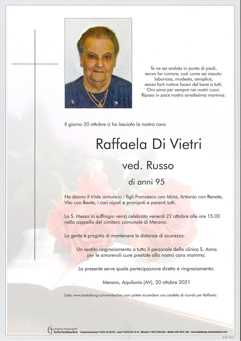 Parte: Raffaela Di Vietri ved. Russo 