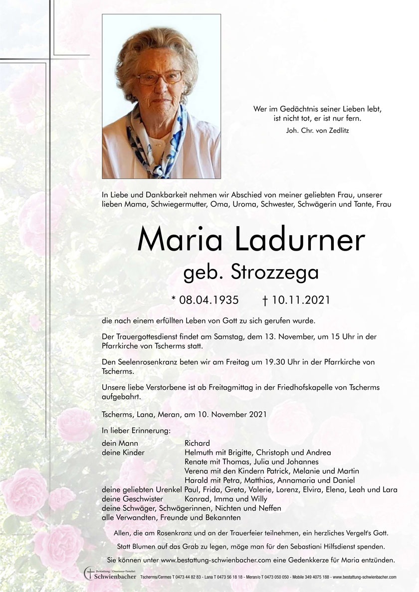 Parte: Maria Ladurner geb. Strozzega 