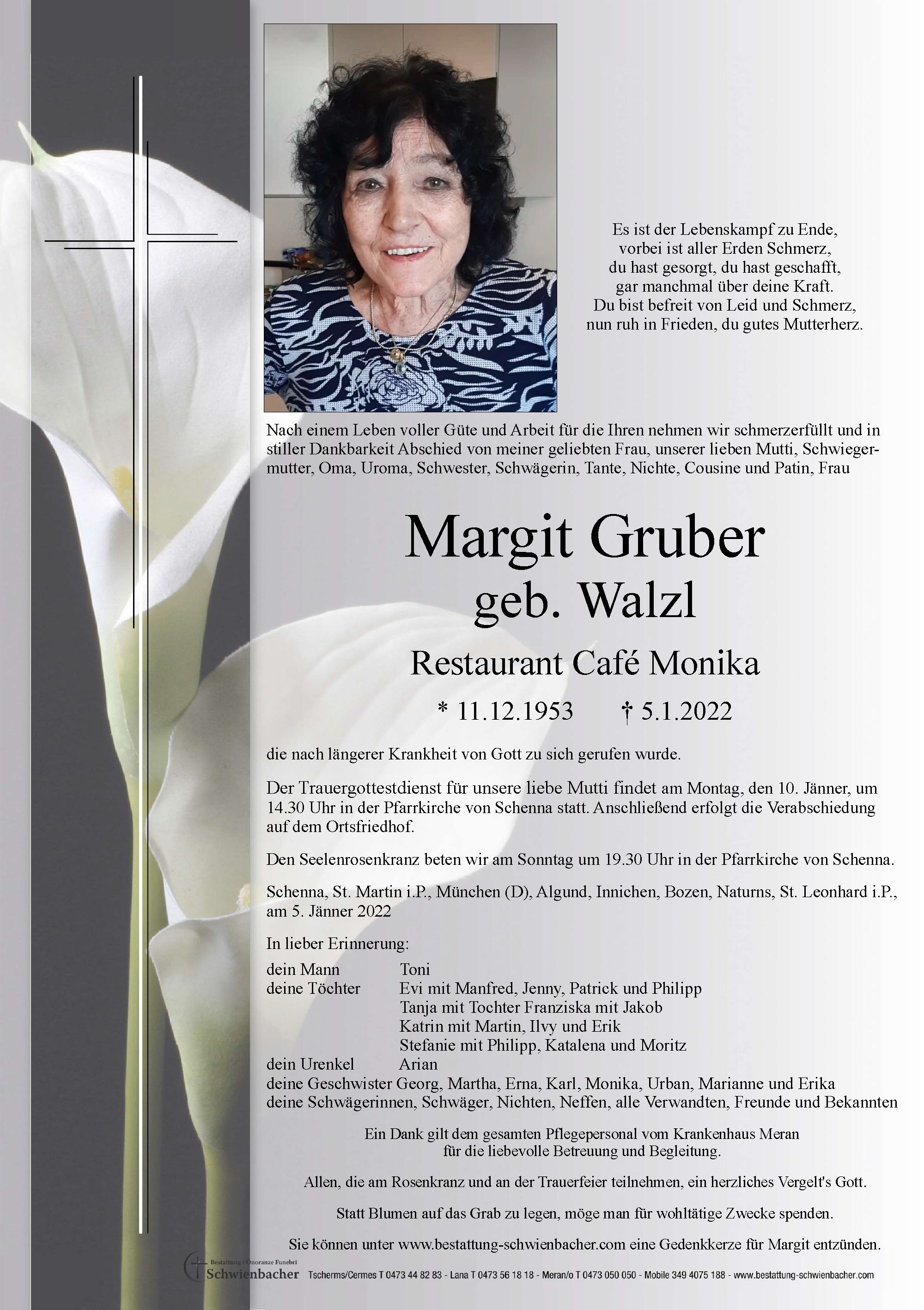 Parte: Margit Gruber geb. Walzl 