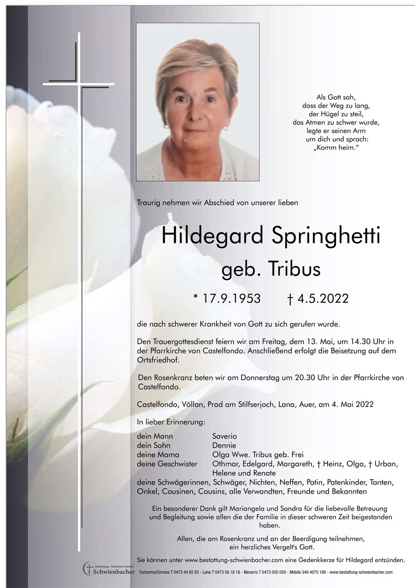 Parte: Hildegard Springhetti geb. Tribus 