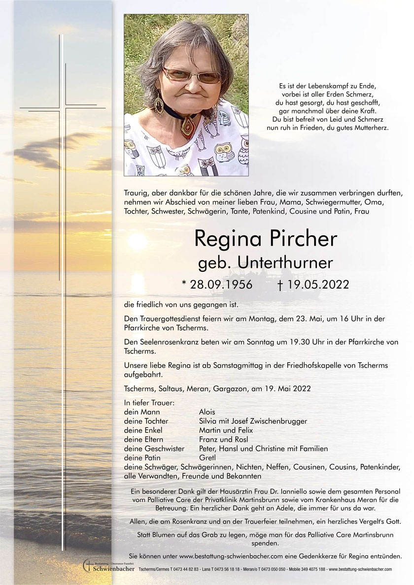 Parte: Regina Pircher geb. Unterthurner 