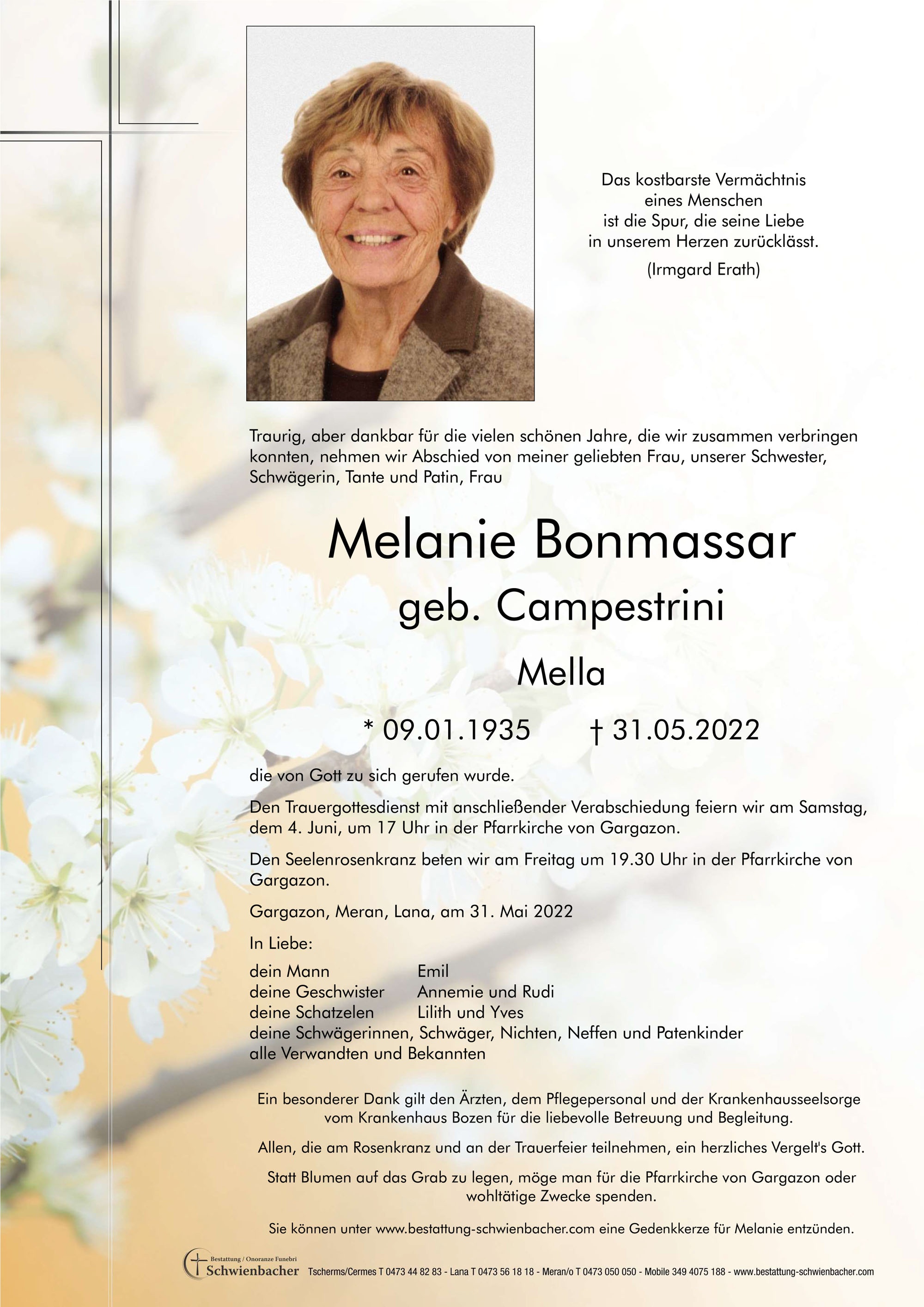 Parte: Melanie Bonmassar geb. Campestrini 