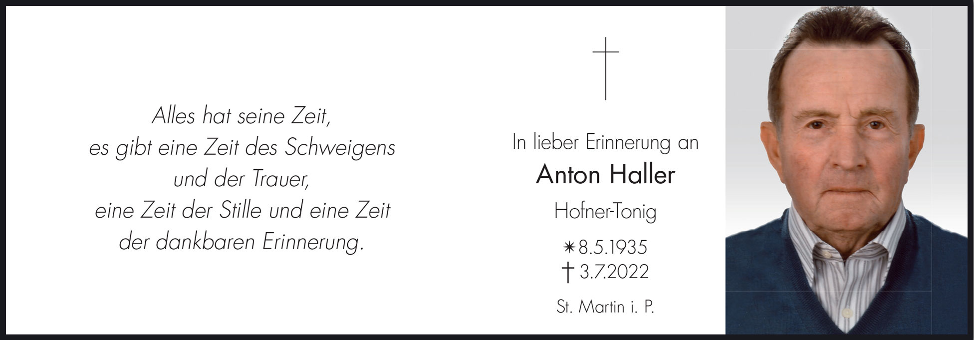 Sterbebild: Anton Haller