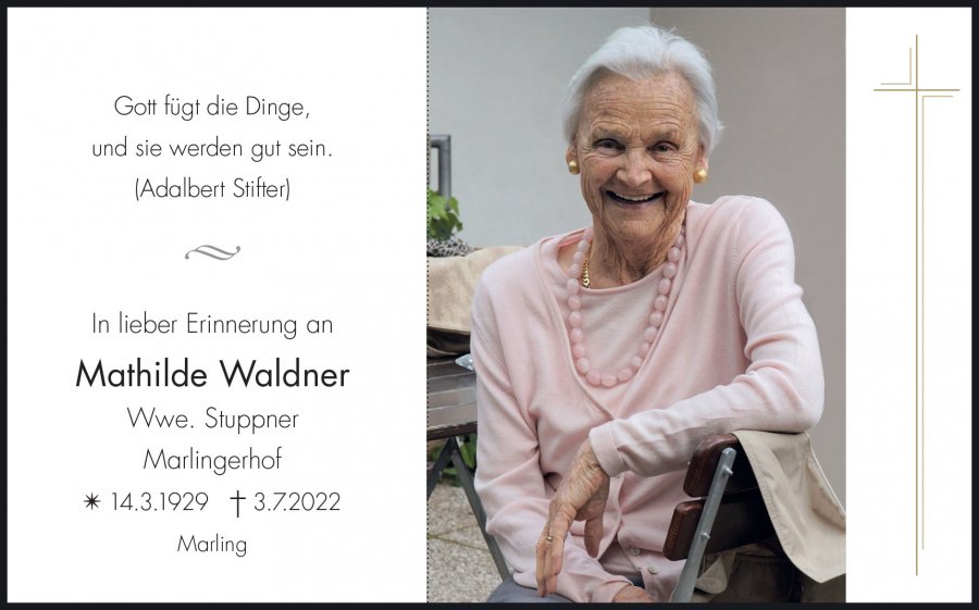 Sterbebild: Mathilde Waldner Wwe. Stuppner