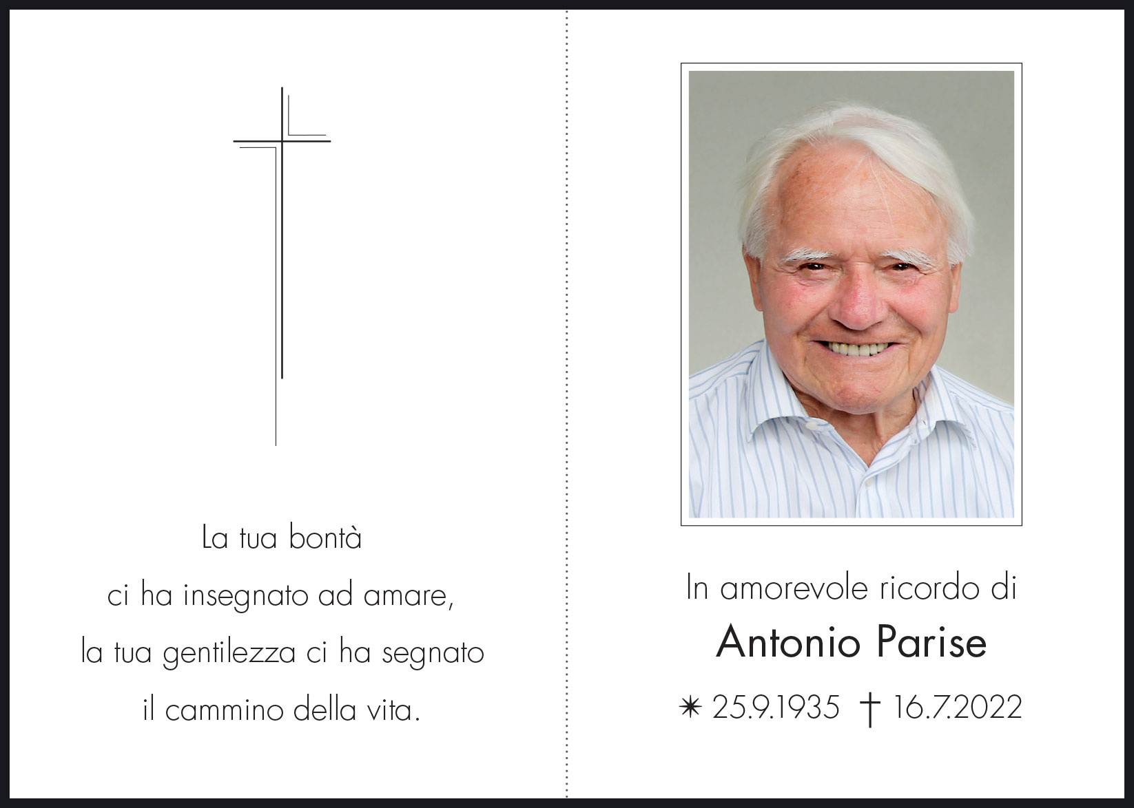 Sterbebild: Antonio Parise