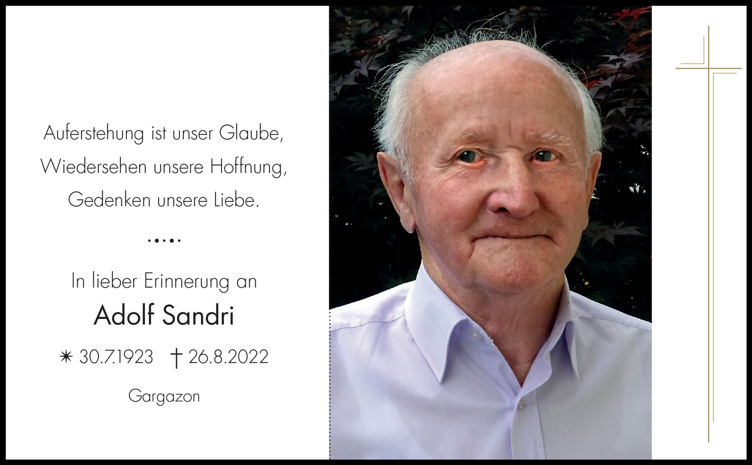 Sterbebild: Adolf Sandri