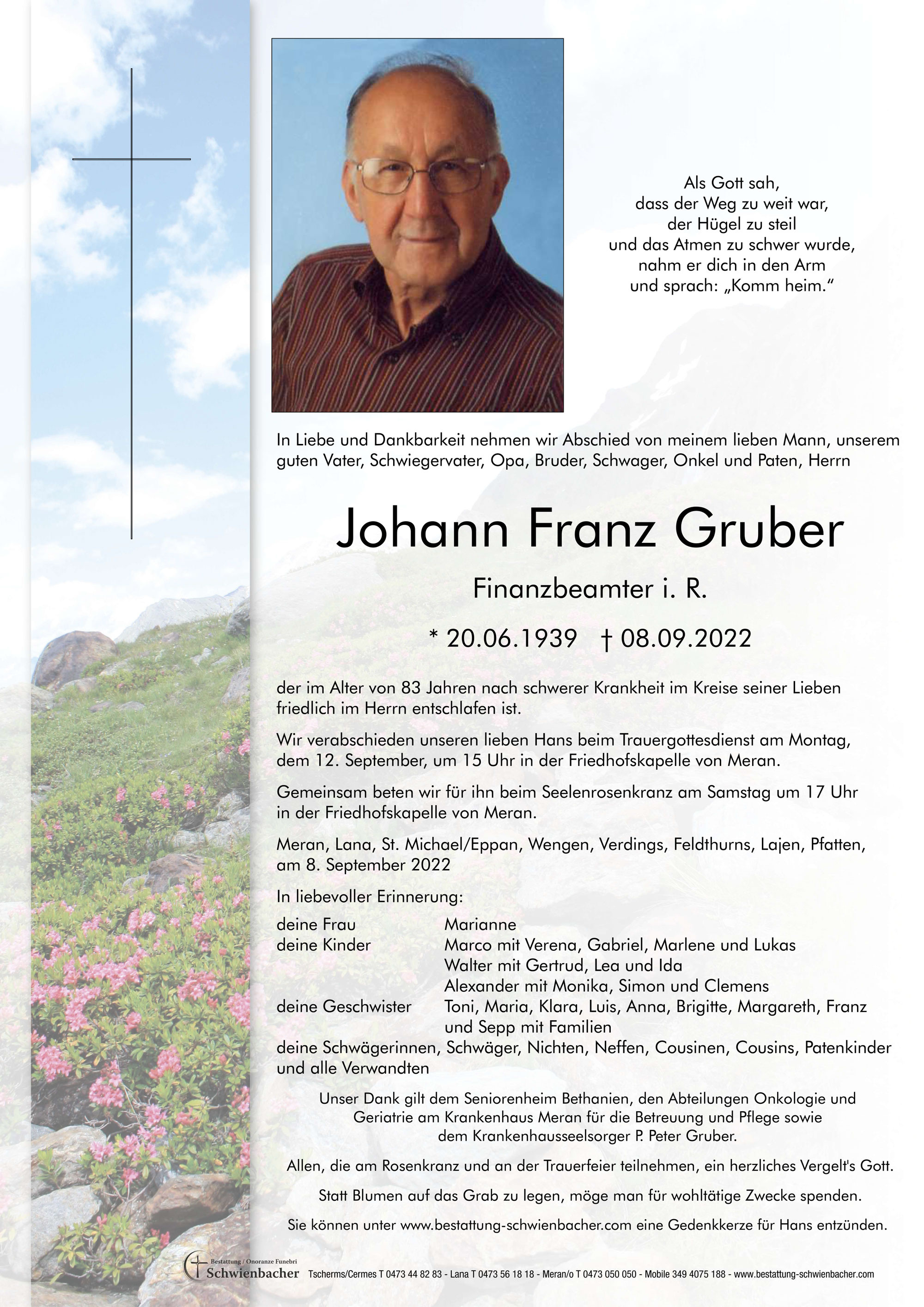 Parte: Johann Franz Gruber 