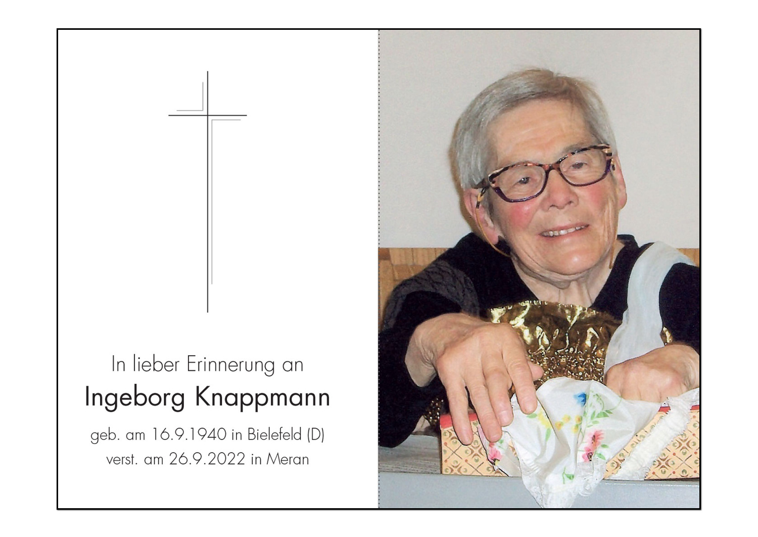 Sterbebild: Ingeborg Knappmann