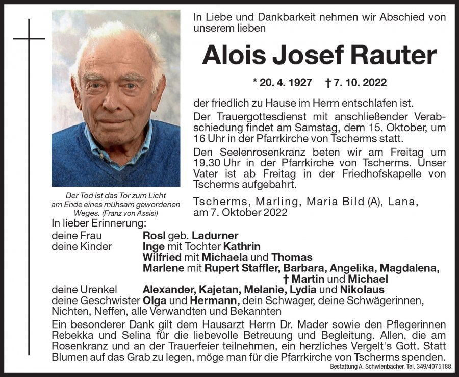 Medien: Alois Josef Rauter