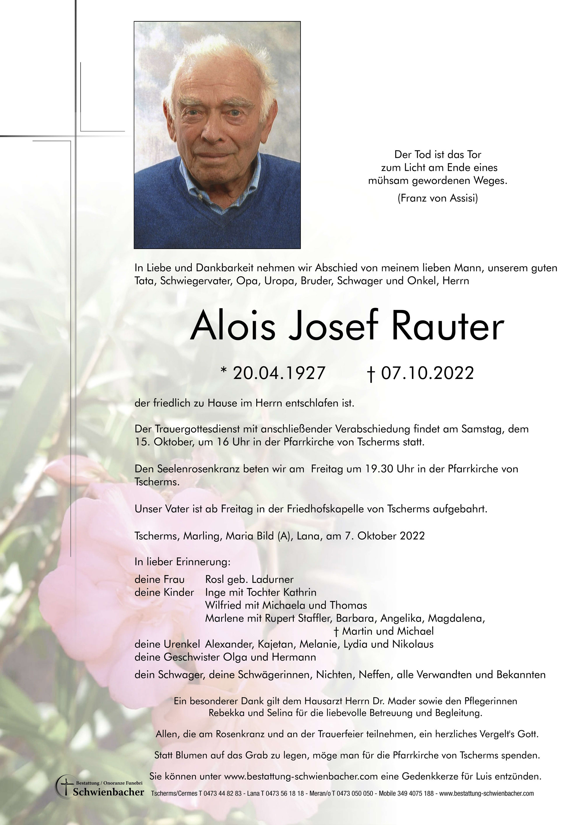 Parte: Alois Josef Rauter 