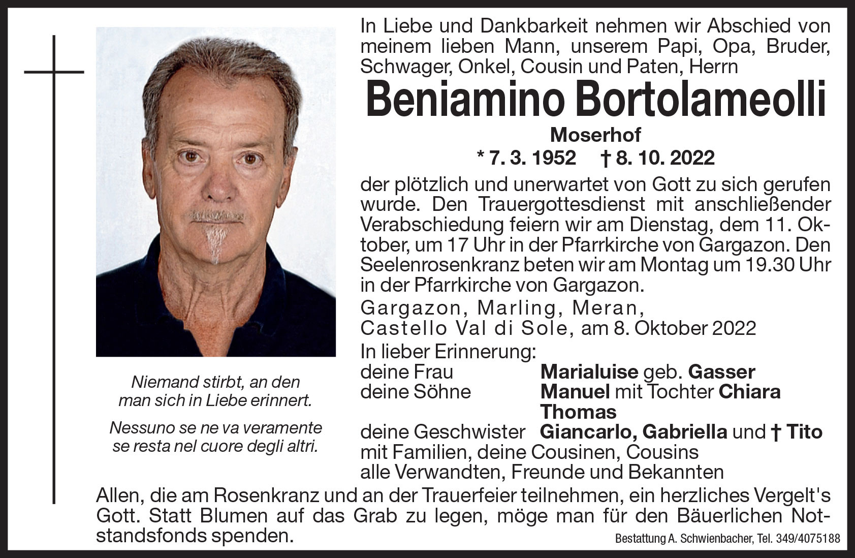 Medien: Beniamino Bortolameolli