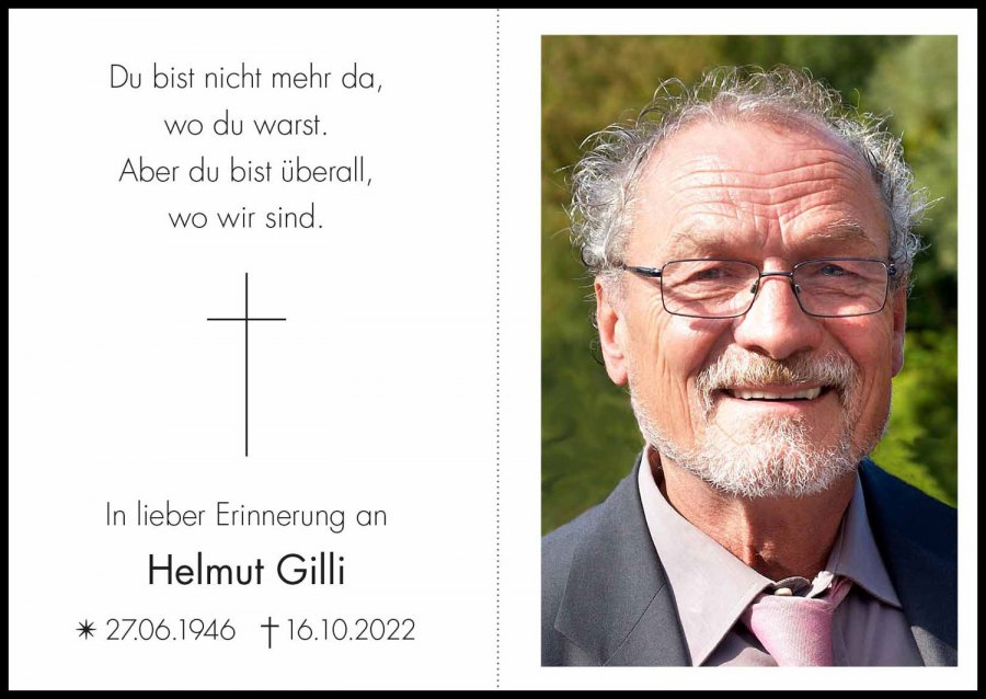 Sterbebild: Helmut Gilli