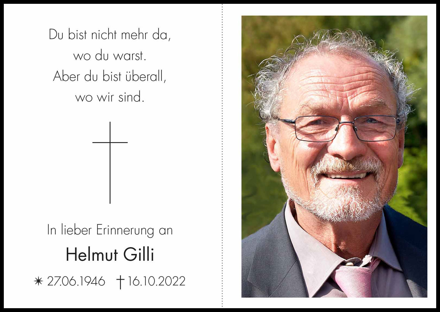 Sterbebild: Helmut Gilli