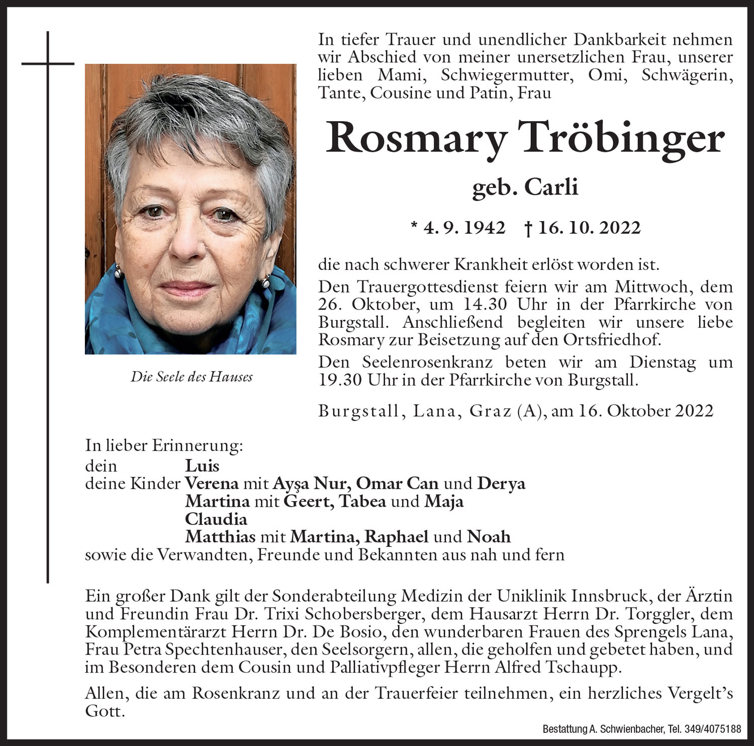 Medien: Rosmary Tröbinger geb. Carli