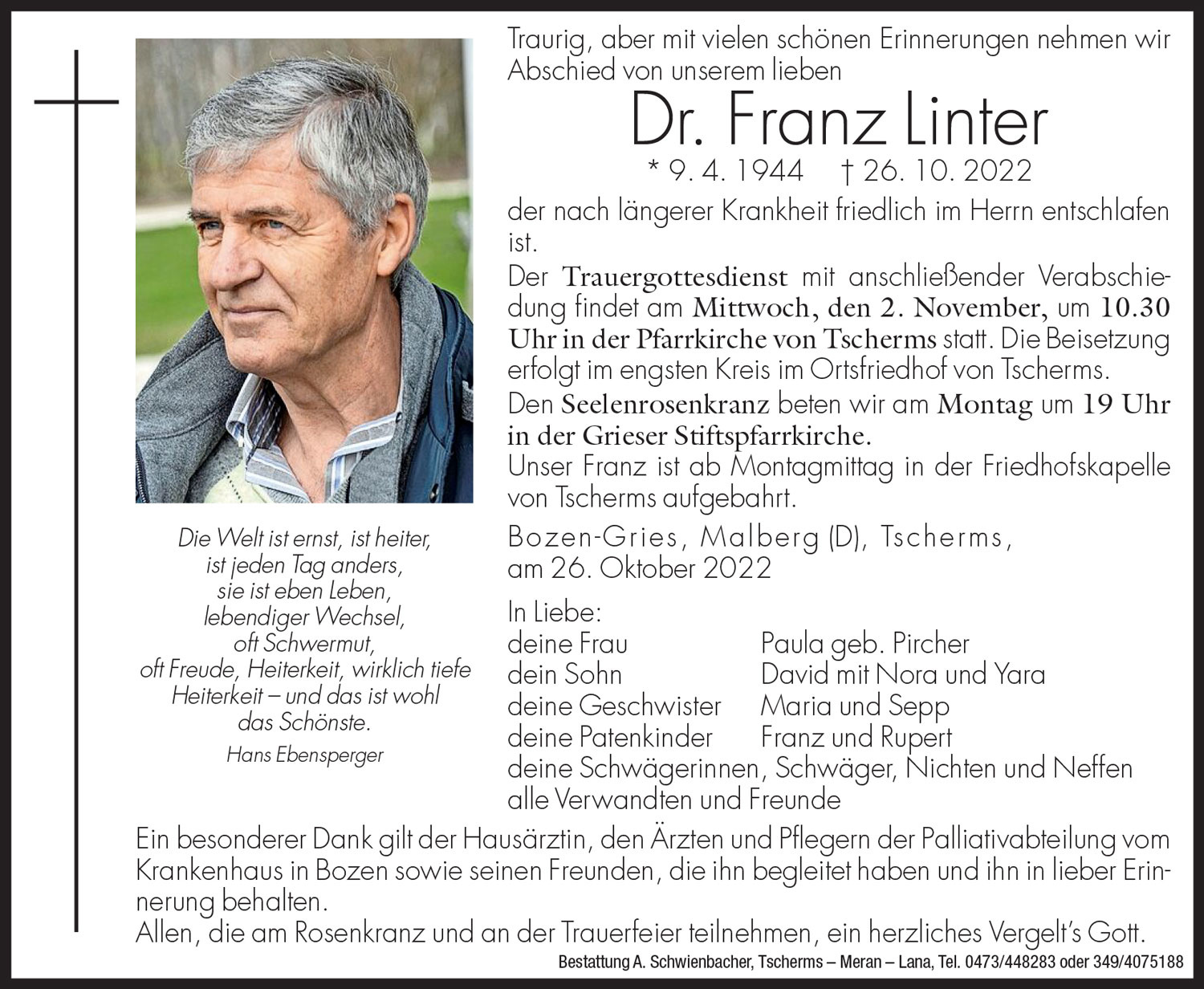 Medien: Dr. Franz Linter
