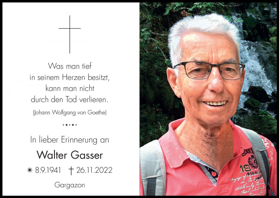 Sterbebild: Walter Gasser