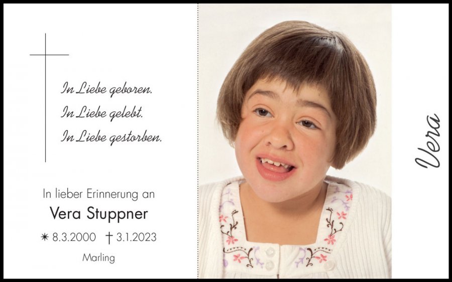 Sterbebild: Vera Stuppner