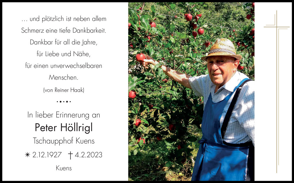 Sterbebild: Peter Höllrigl