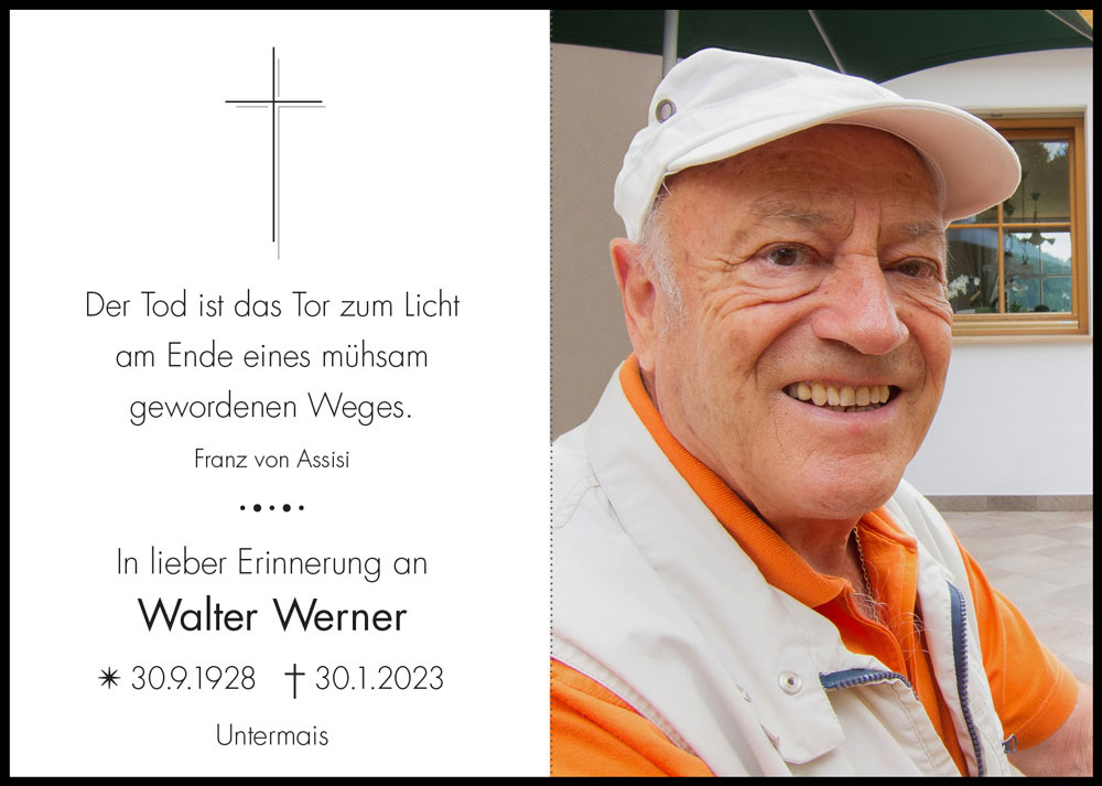 Sterbebild: Walter Werner