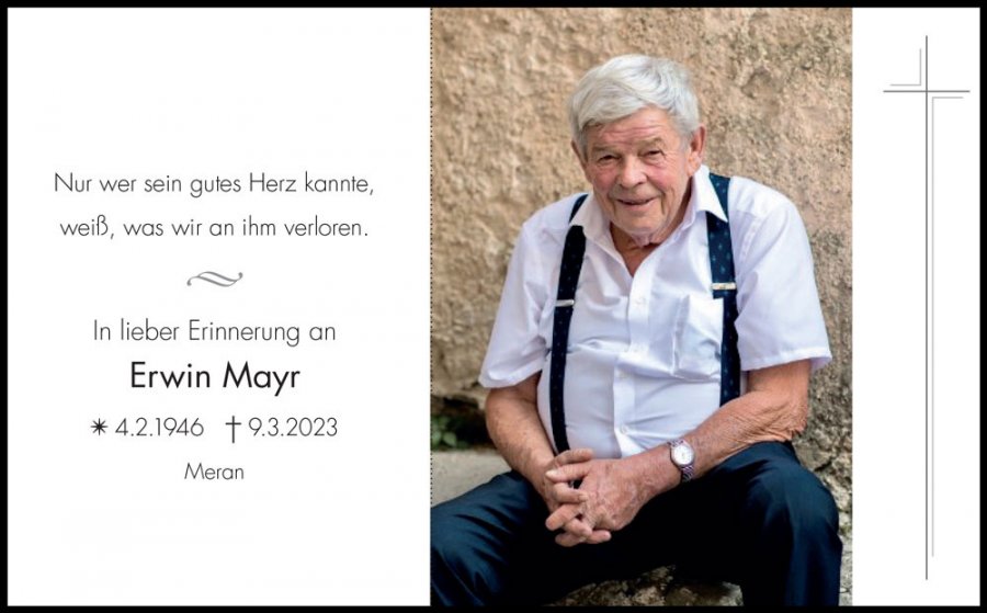 Sterbebild: Erwin Mayr