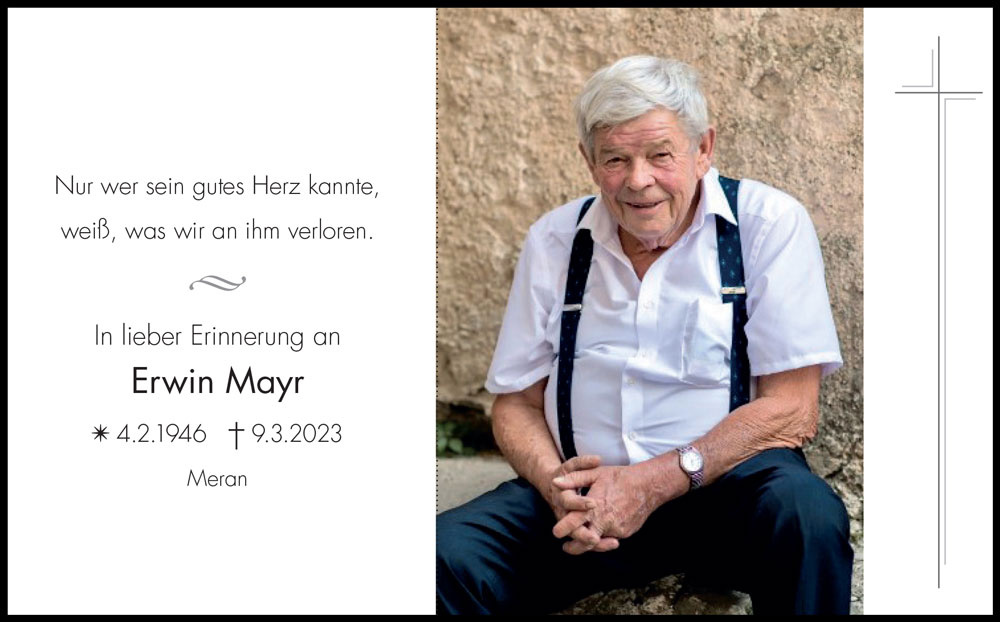 Sterbebild: Erwin Mayr
