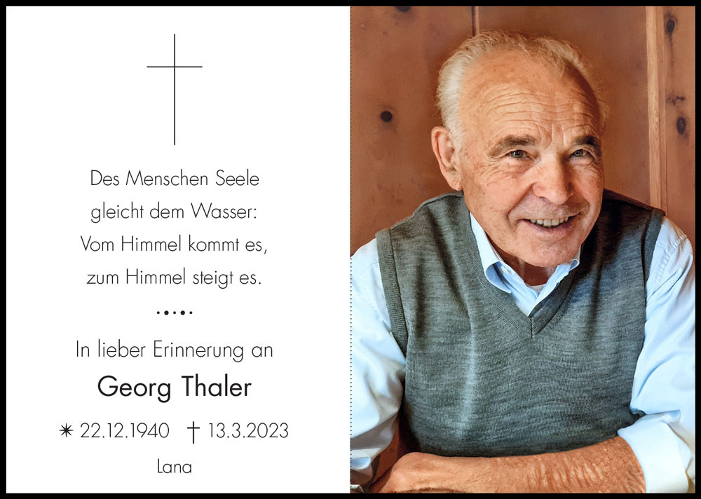 Sterbebild: Georg Thaler
