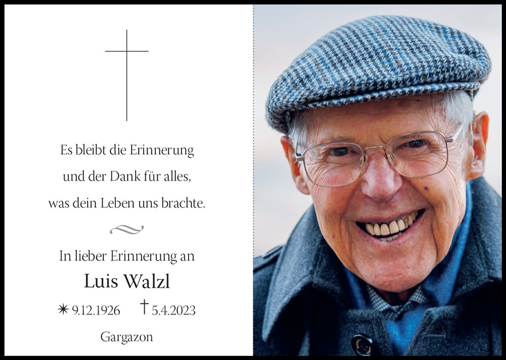 Sterbebild: Luis Walzl