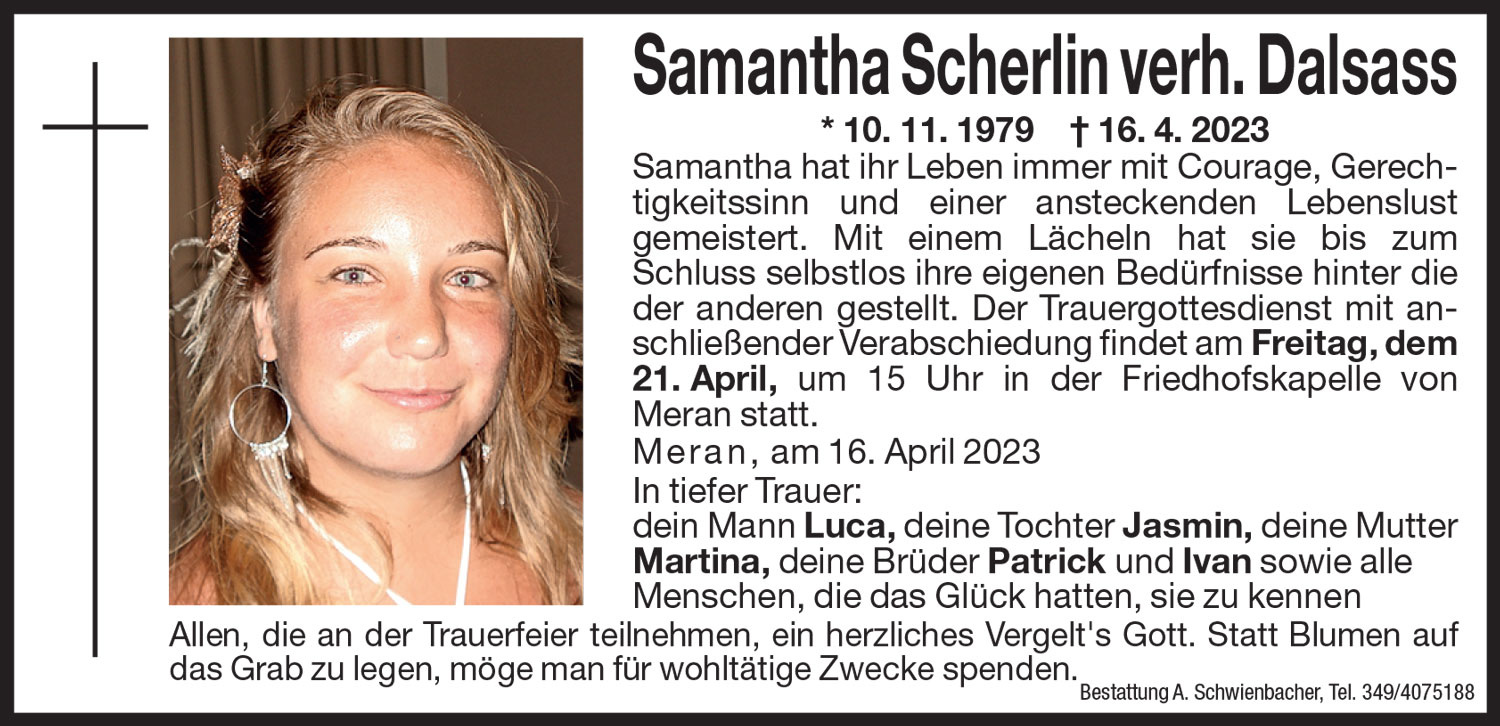 Medien: Samantha Scherlin in/verh. Dalsass