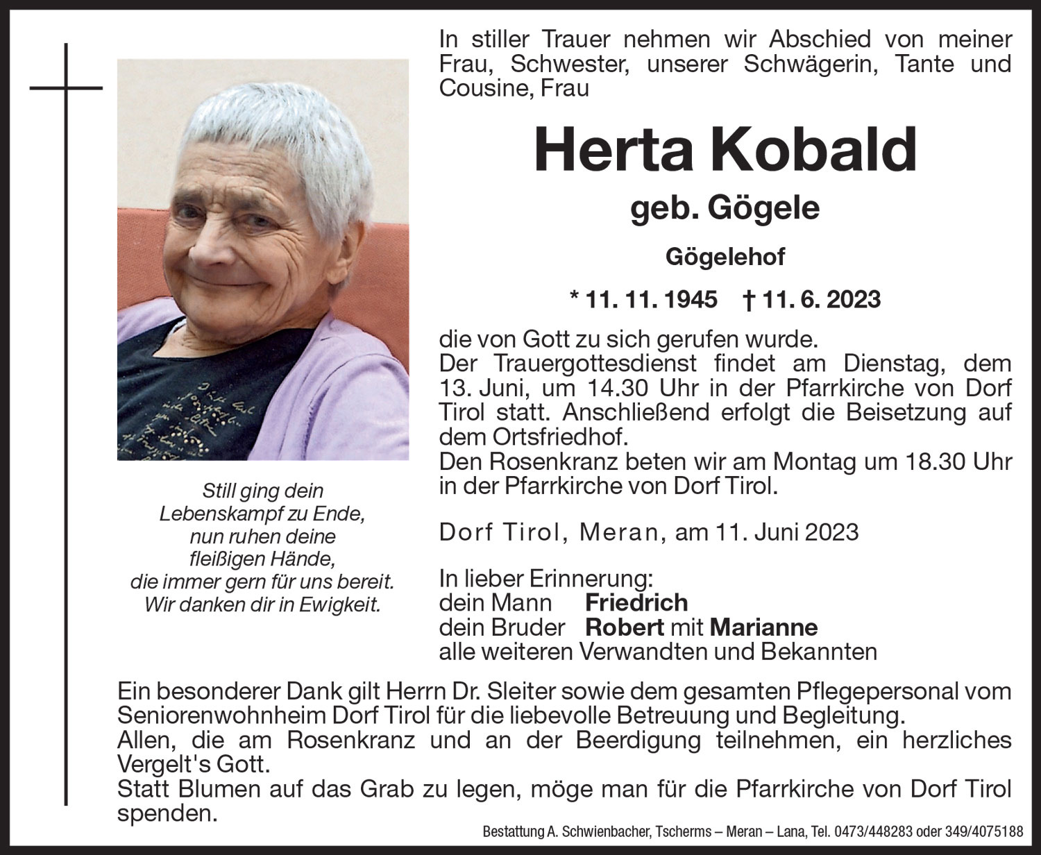 Medien: Herta Kobald geb. Gögele