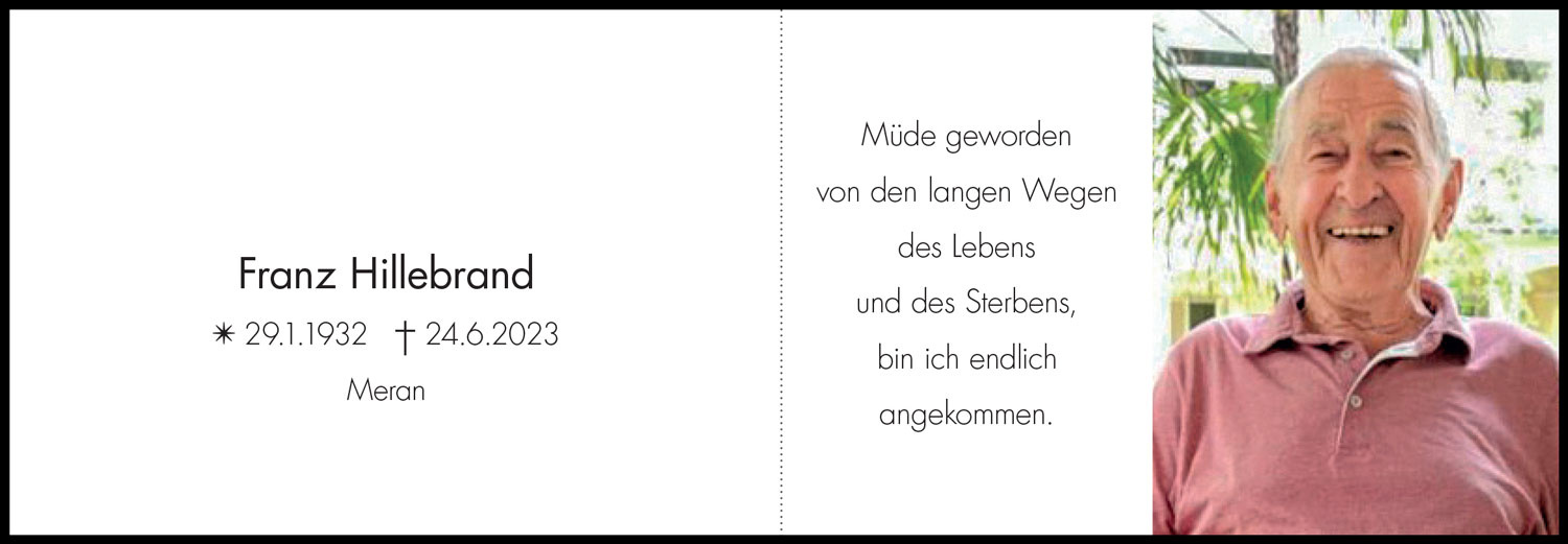 Sterbebild: Franz Hillebrand