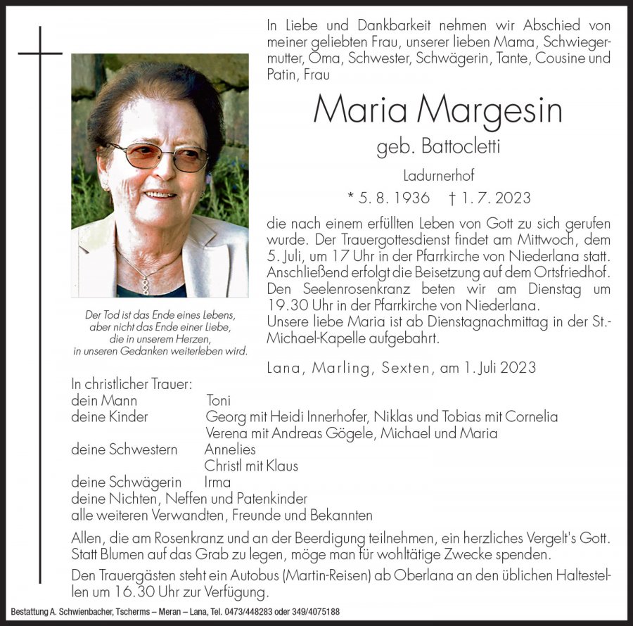 Medien: Maria Margesin geb. Battocletti