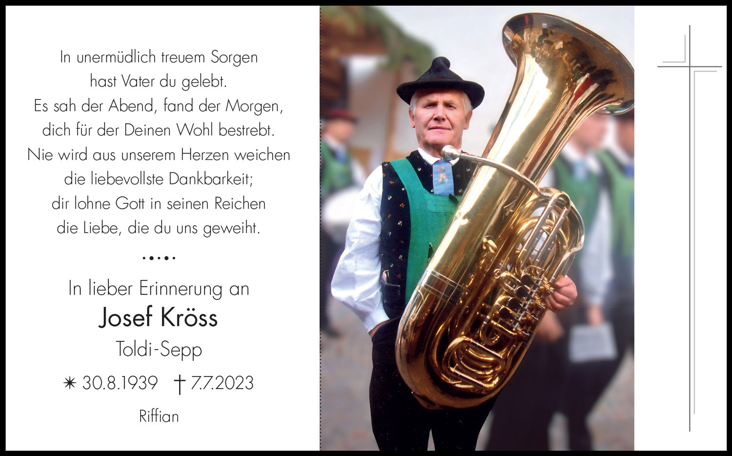 Sterbebild: Josef Kröss