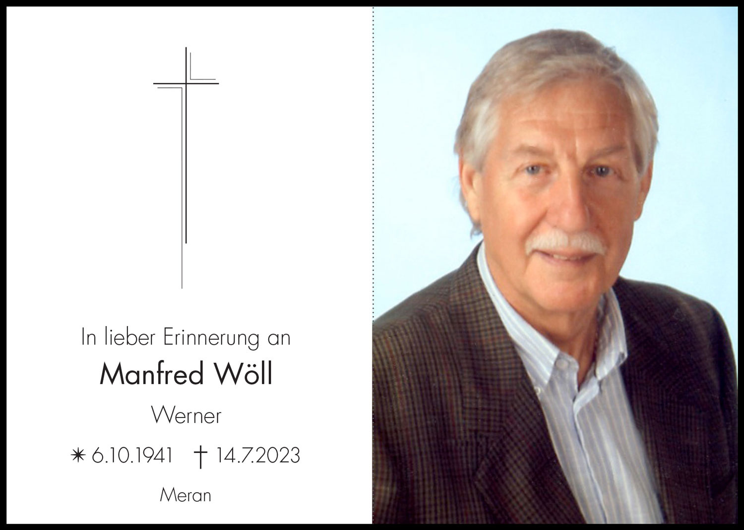 Sterbebild: Manfred Wöll