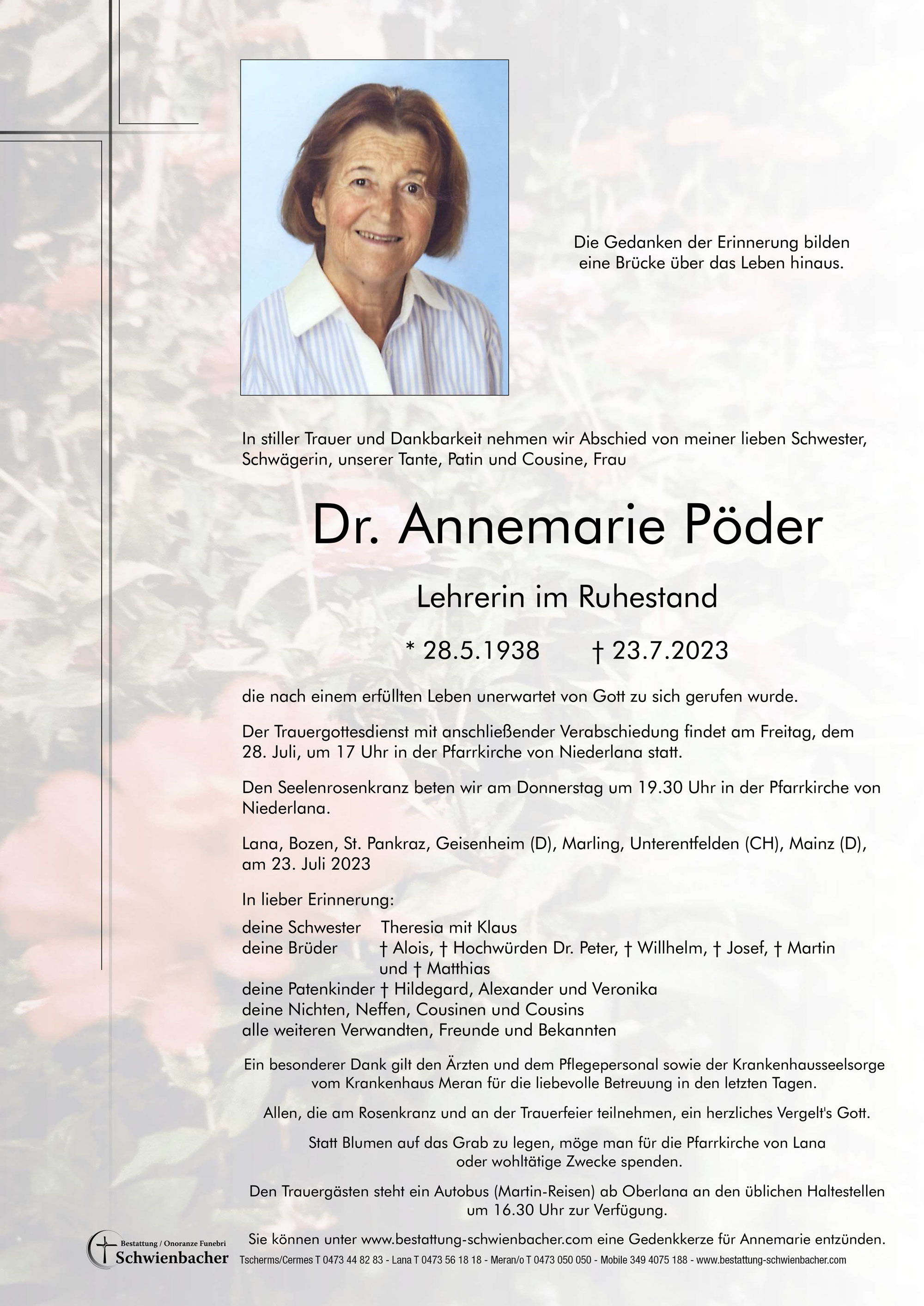 Parte: Dr. Annemarie Pöder 